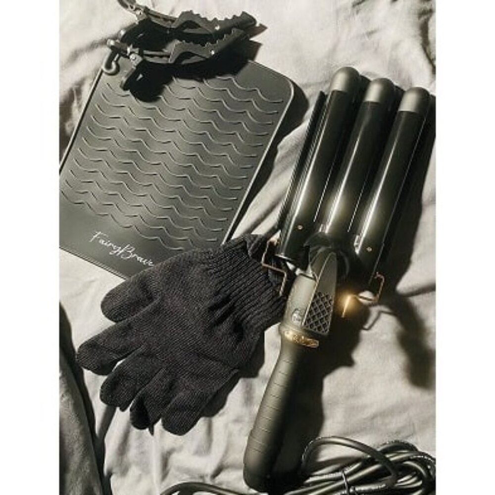 New 3 Barrel Curling Iron Wand - Triple Hair Waver & Crimper for Beach Waves Set
